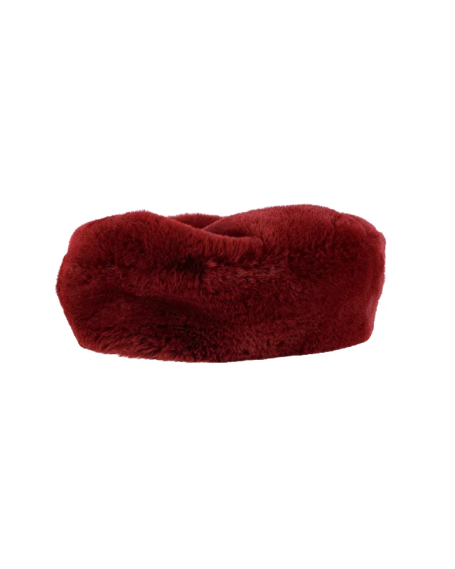 Eugenia Kim Mishka Beret in Burgundy Faux Fur