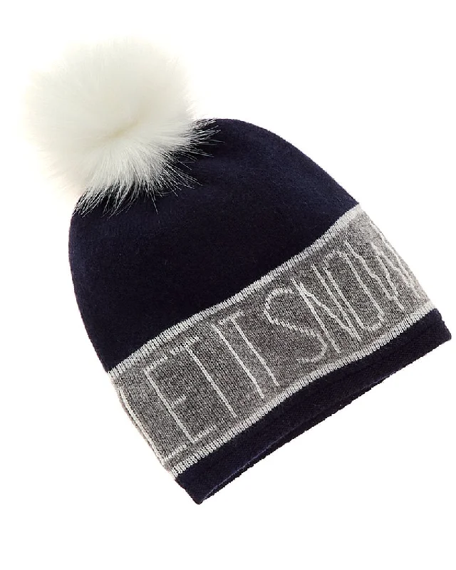 Hannah Rose Let It Snow Pom Pom Cashmere Hat