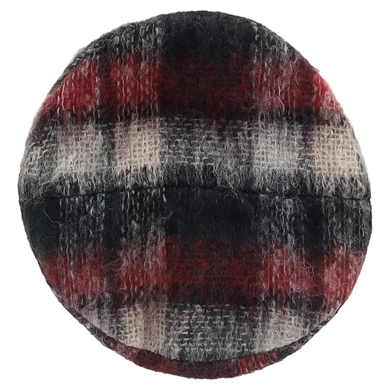 Maison Michel Checkered Print Beret in Multicolor Tweed Wool