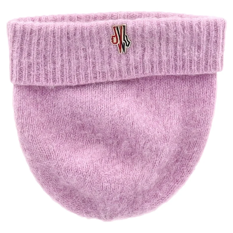 Moncler Logo-Patch Brushed Beanie in Light Pink Wool