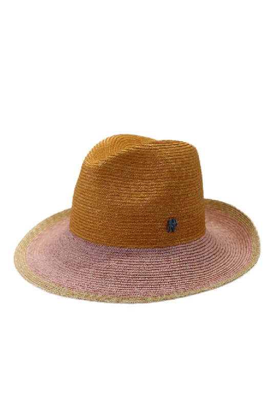 Raffaello Bettini Womens Side Logo Wide Brim Hat Straw Orange