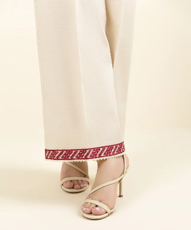 Embroidered Dobby Flared Pants