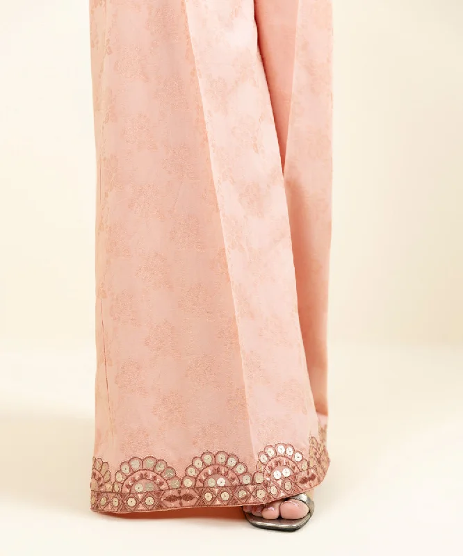 Embroidered Cotton Jacquard Pants