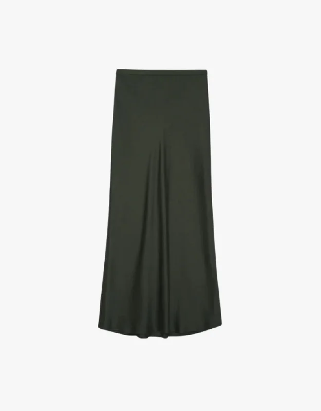 Anine Bing Bar Silk Skirt in Dark Olive