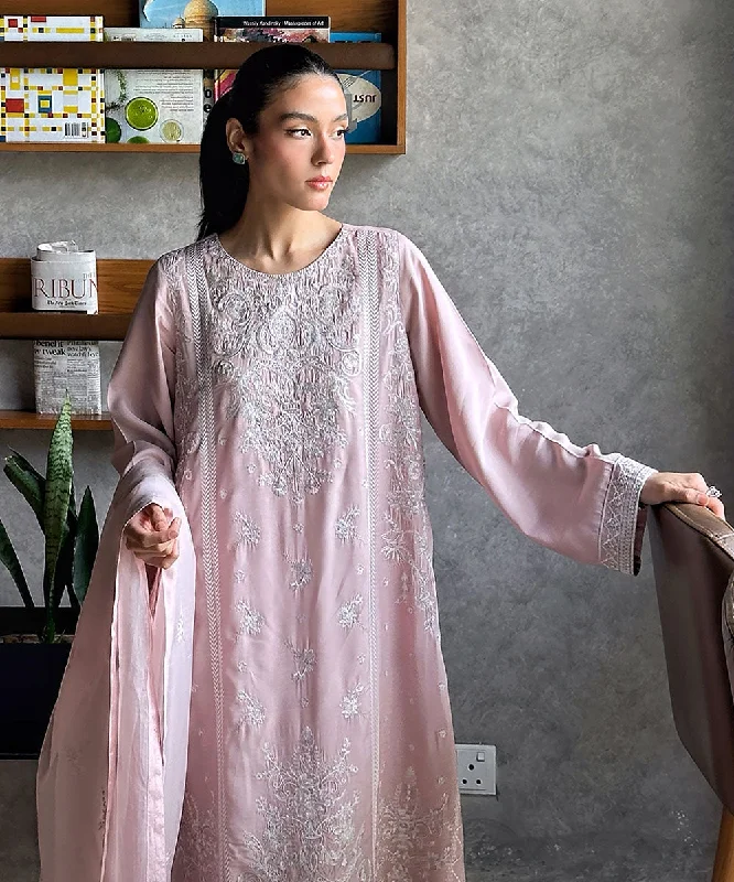 3 Piece - Embroidered Raw Silk Suit