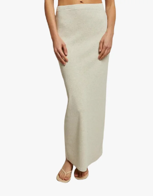 Perfect White Tee Aja Structured Rib Maxi Skirt in Heather Oatmeal