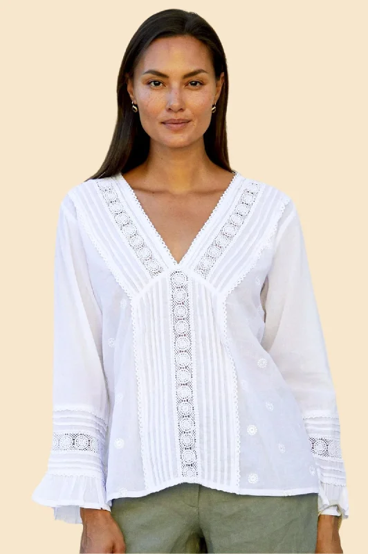 Valentina Embroidered Blouse | White