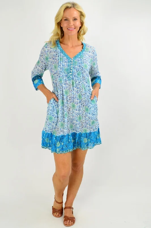 Faro V Neck Pleated Tunic Dress