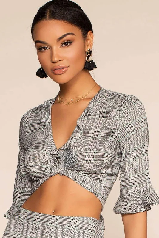 London Calling Plaid Wrap Crop Top