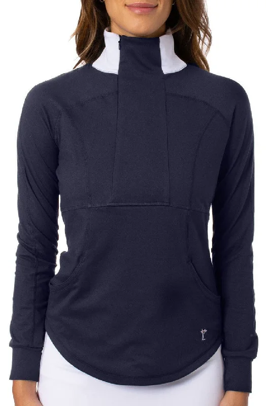 Navy Contrast Quarter Zip Pullover