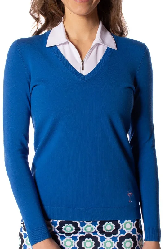 Royal Blue Stretch V-Neck Sweater