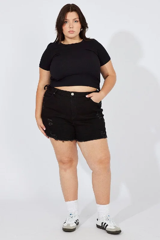 Black Skinny Shorts High Rise