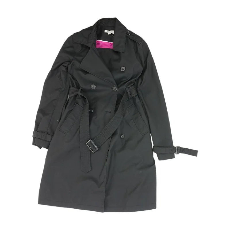 Black Solid Peacoat Coat