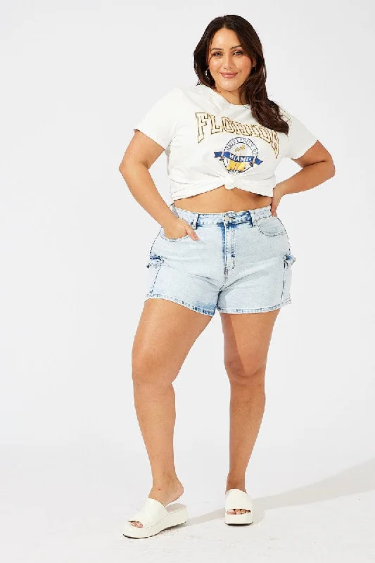 Denim Skinny Shorts Mid Rise Utility Stretch