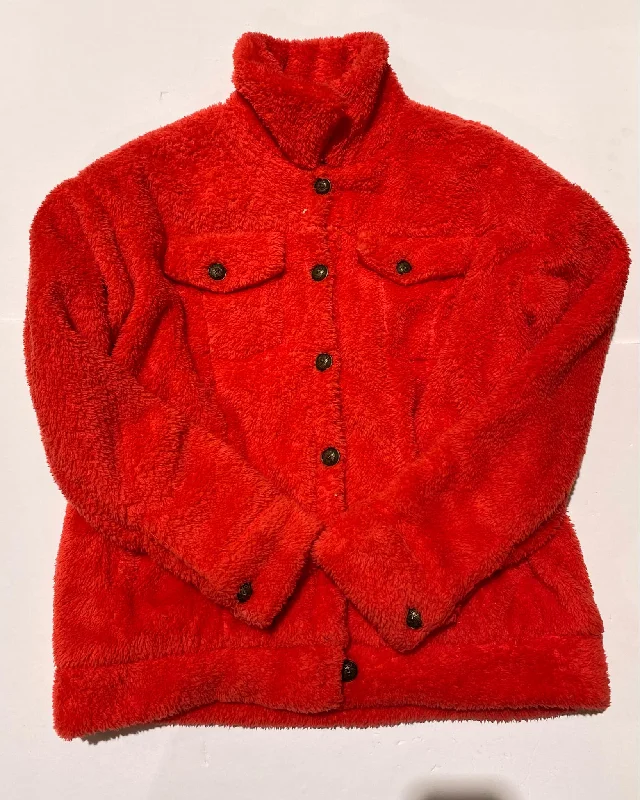 "KC" Fur Coral Button Down Jacket Size: S