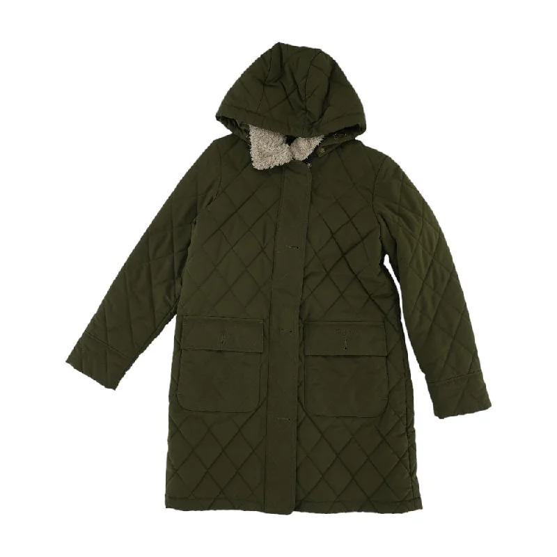 Olive Solid Puffer Coat