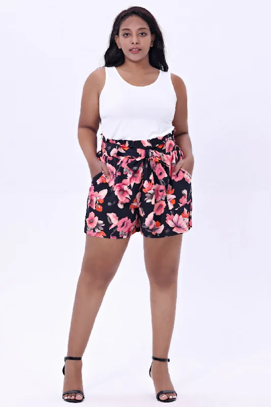 Paper Flowers Sage Shorts in Black by Miss Lulo