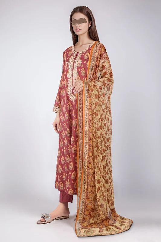 Printed Embroidered Lawn Stitched 3 Piece