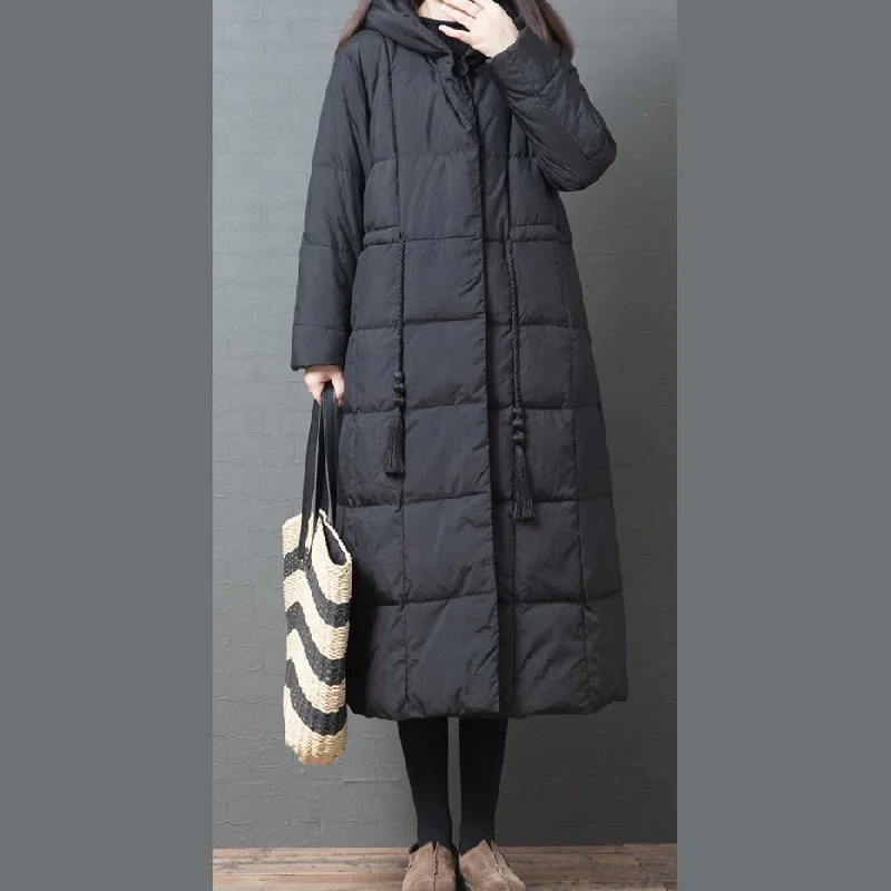 women black down coat winter plus size jackets winter hooded pockets outwear