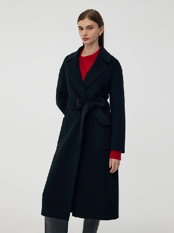 Wool Cashmere Women Belted Overcoat