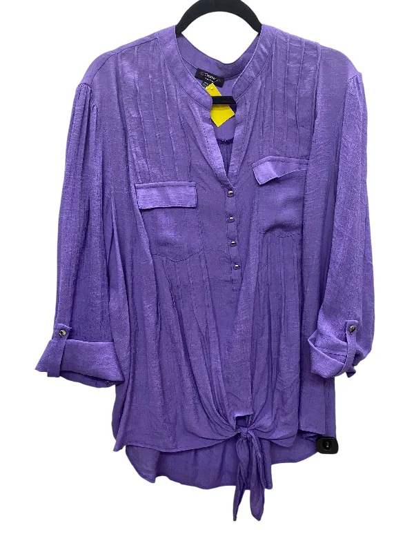 Top Long Sleeve By Cocomo In Purple, Size: 2x