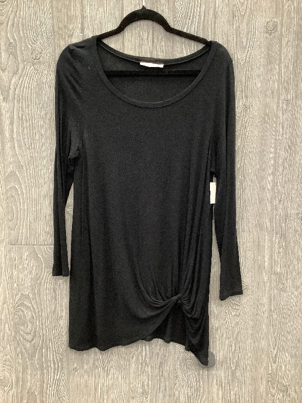 Top Long Sleeve By Emerald In Black, Size: L