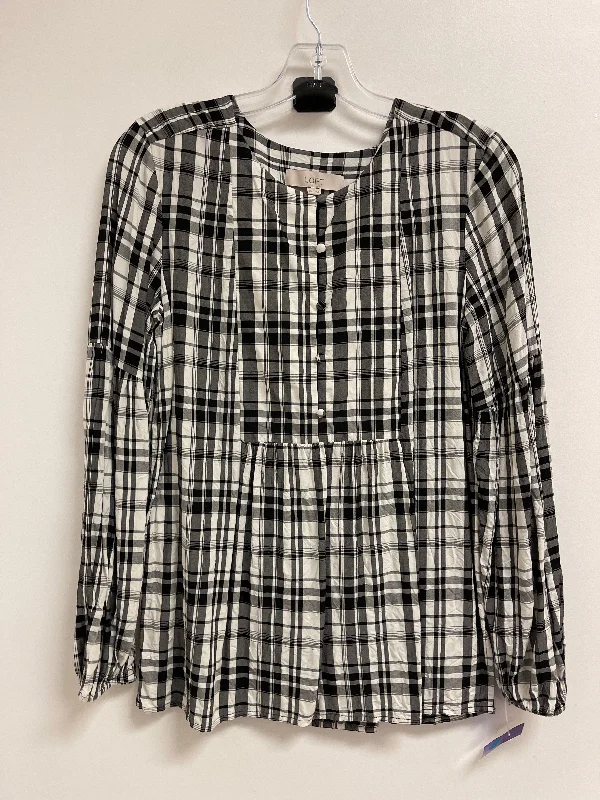 Top Long Sleeve By Loft In Black & White, Size: Xs