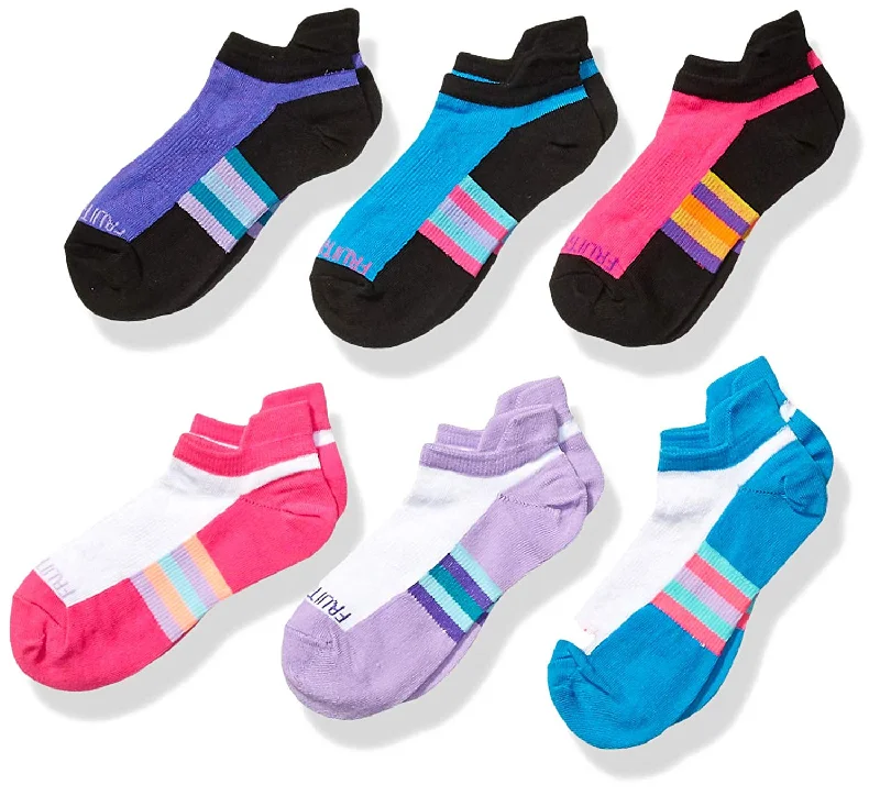 Fruit Of The Loom Girls Active Lightweight No Show Tab Socks 6 Pair