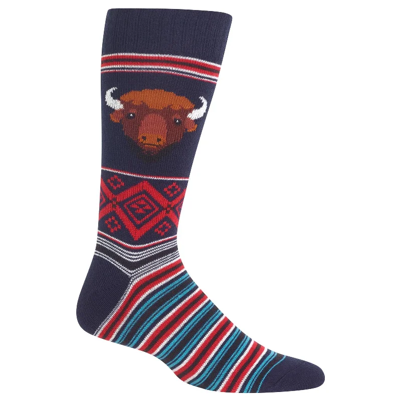 Hot Sox Mens Buffalo Head Crew Socks