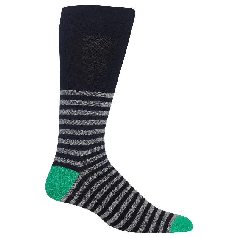 Hot Sox Mens Solid Top Stripe Crew Socks