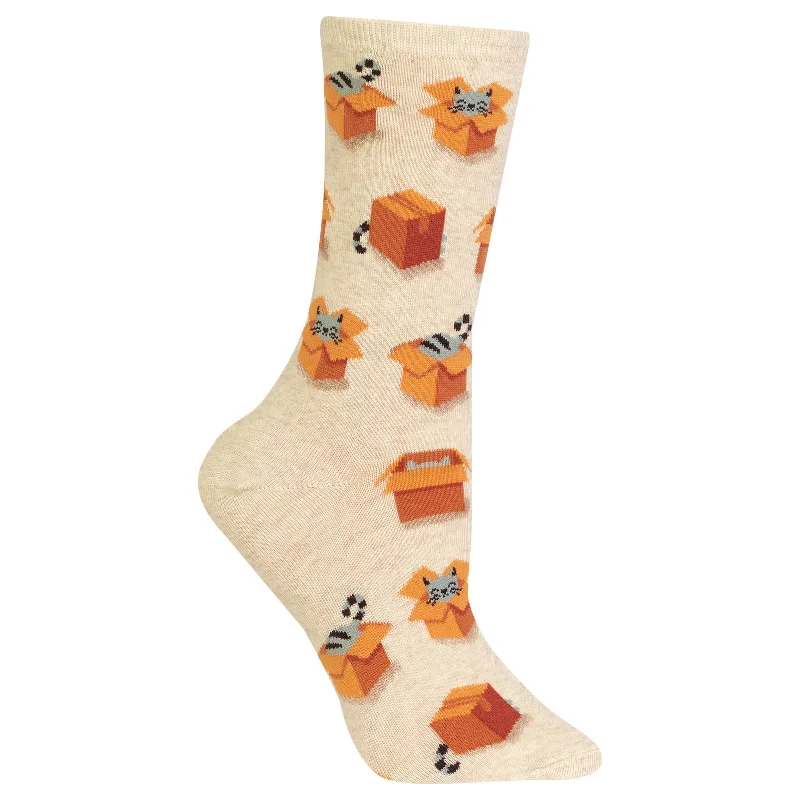 Hot Sox Womens Cats in Boxes Crew Socks