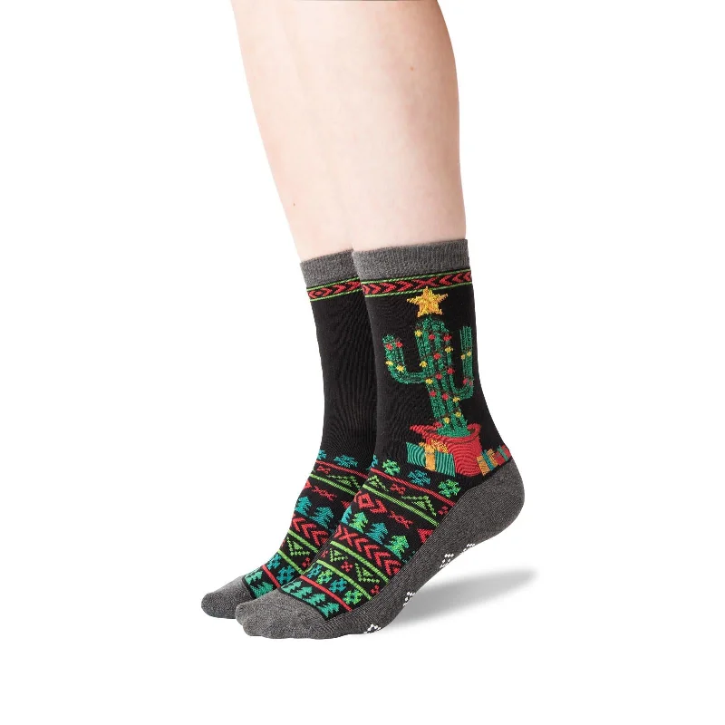 Hot Sox Womens Christmas Cactus Crew Socks