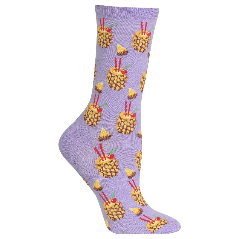 Hot Sox Womens Pineapple Drinks Crew Socks