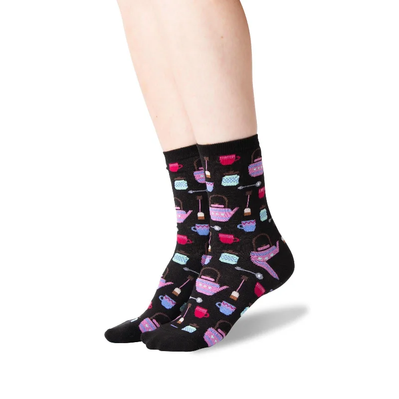 Hot Sox Womens Tea Pots Crew Socks